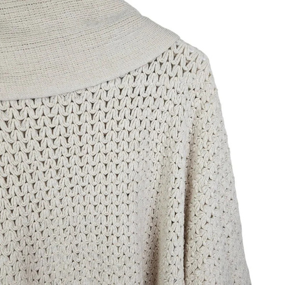 Francesca's Wrap Poncho Shawl One Size Open Knit Beige Tan Ivory New with Tag - Picture 5 of 13
